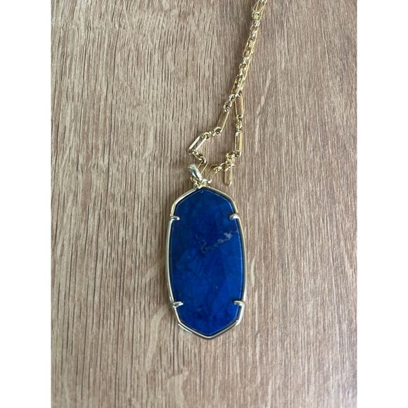 Kendra Scott Reid Faceted Gold Long Pendant Necklace in Cobalt Howlite - Picture 2 of 6